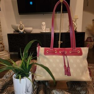 Dooney & Bourke Tan and Red Shoulder Bag